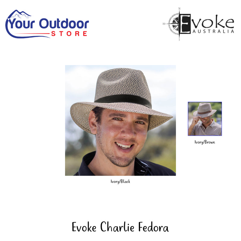 Evoke Charlie Fedora | Hero Image Showing All Logos, Titles And Variants.