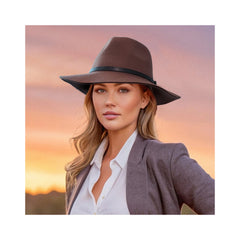 Chocolate | Evoke Hudson Felt Fedora Image Showing No Logos Or Titles.