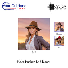 Evoke Hudson Felt Fedora | Hero Image Showing All Logos, Titles And Variants.