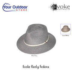Evoke Keely Fedora | Hero Image Showing All Logos And Titles.