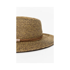 Chocolate | Evoke Keith Fedora Sun Hat Image Showing Close Up Of The Details On The Sun Hat.