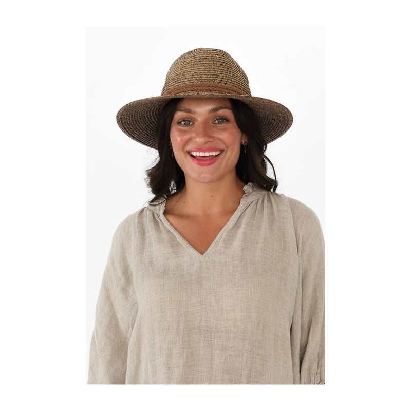 Chocolate | Evoke Keith Fedora Sun Hat Image Showing No Logos Or Titles.