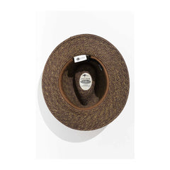 Chocolate | Evoke Keith Fedora Sun Hat Image Showing Under Side Of The Sun Hat.