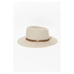 Sand | Evoke Keith Fedora Sun Hat Image Showing Side View.