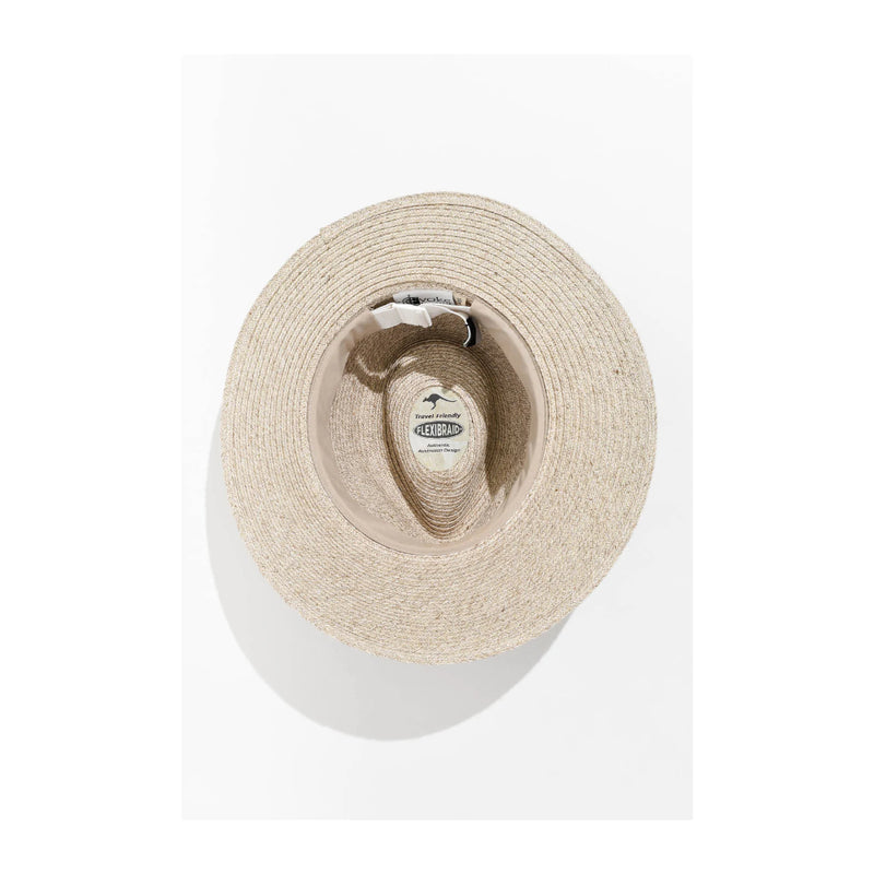 Sand | Evoke Keith Fedora Sun Hat Image Showing Under Side Of The Hat.