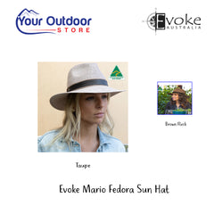 Evoke Mario Fedora Sun Hat. Hero Image Showing Logos and Title. 