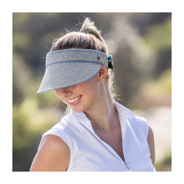Seafoam | Evoke Pearl Visor. Angled Front View on Model.