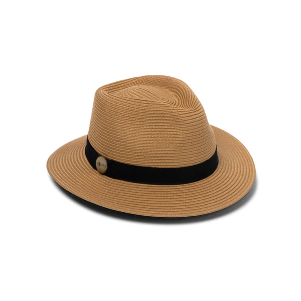 Caramel | Evoke Reef Panamate Sun Hat. Angled Front View.
