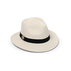 Ivory | Evoke Reef Panamate Sun Hat. Angled Front View.