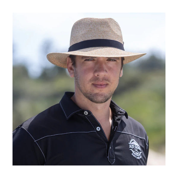 Natural | Evoke Reef Panamate Sun Hat. Front View on Model. 