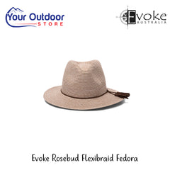 Evoke Rosebud Flexibraid Fedora | Hero Image Showing All Logos And Titles.