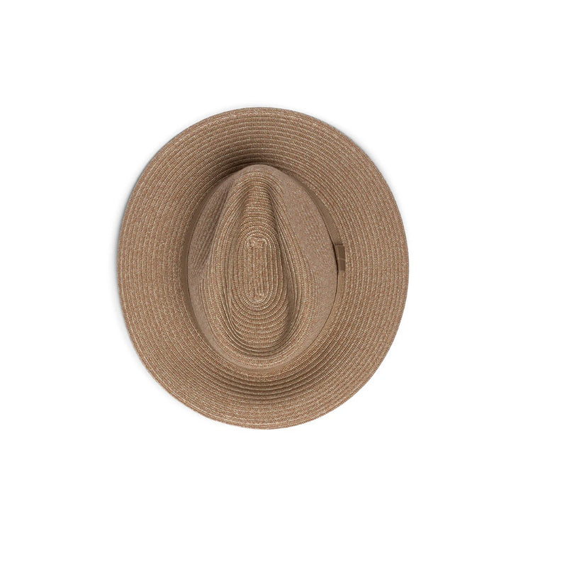 Taupe | Evoke Stuart Flexibraid Fedora Image Showing Top View.