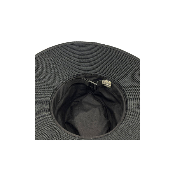 Black | Evoke Susie Wide Brim Fedora Image Showing Bottom View.