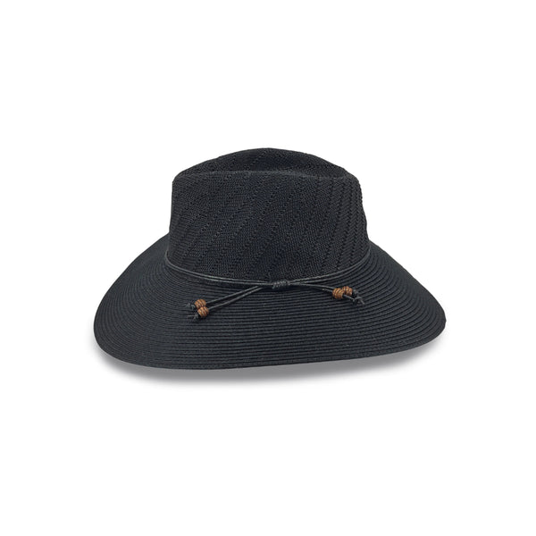 Black | Evoke Susie Wide Brim Fedora Image Showing ide View.