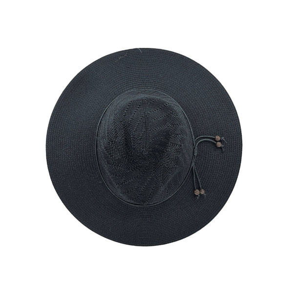 Black | Evoke Susie Wide Brim Fedora Image Showing Top View.