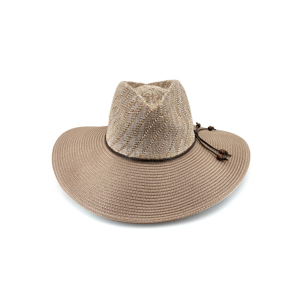 Mix Carmel | Evoke Susie Wide Brim Fedora Image Showing Front View.