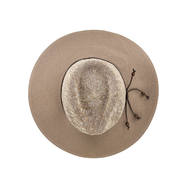 Mix Carmel | Evoke Susie Wide Brim Fedora Image Showing Top View.