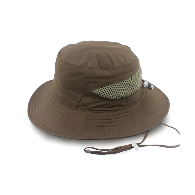 Khaki | Evoke Tommy Bucket Hat Image Showing Side View.