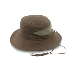 Khaki | Evoke Tommy Bucket Hat Image Showing Side View.