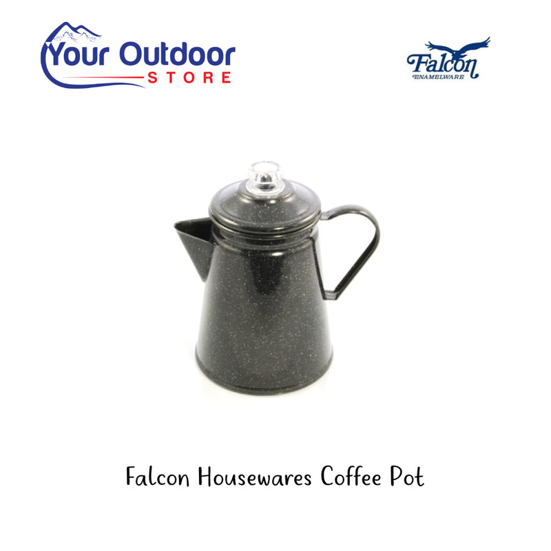 Falcon Housewares Coffee Pot. Hero Image Showing Logos and Title. 