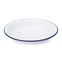 White / Blue | Falcon Round Enamel 30 cm Pie Plate. Side View. 