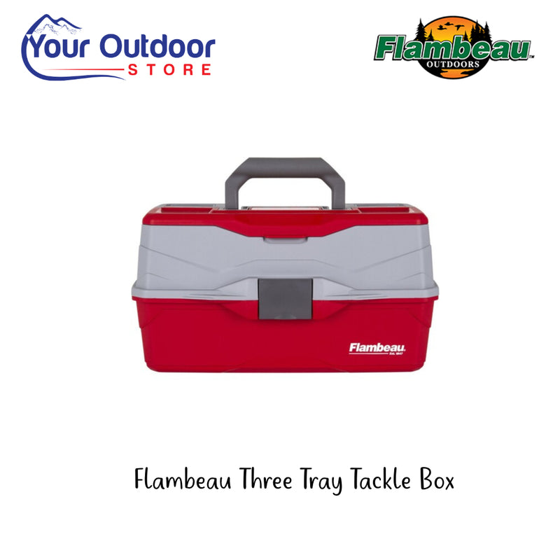 Flambeau Three Tray Tackle Box | Hero Image Showing All Logos And Titles.