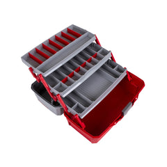 Red | Flambeau Three Tray Tackle Box Image Showing Box Open All Trays Open.