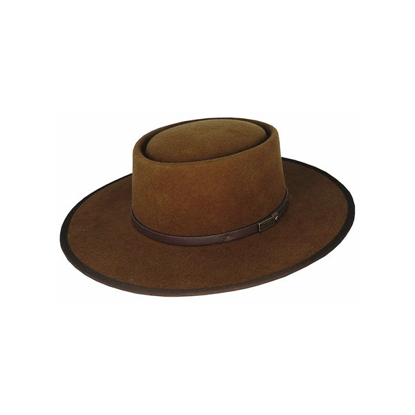Chocolate | Avenel Flinders Jagger Wool Felt Gambler Hat Image Showing No Logos Or Titles.