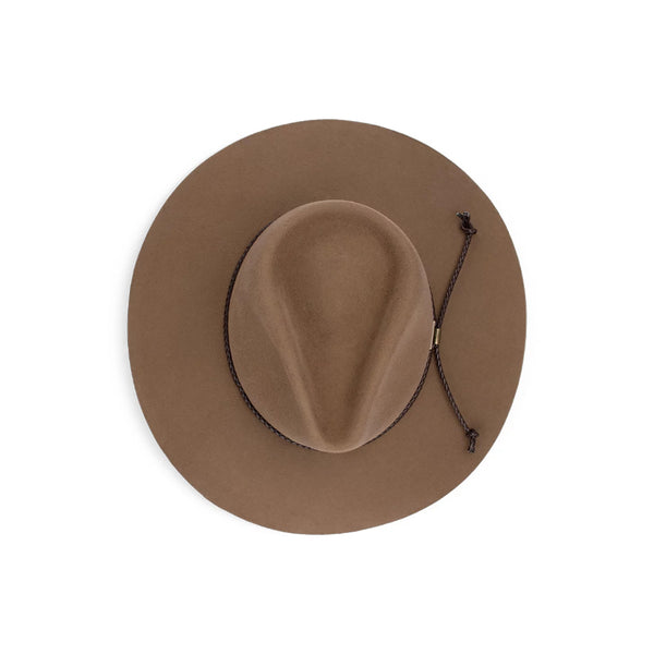 Bran | Flinders Rancher Structured Wool Felt Outback Hat Image Showing Top View Of The Hat.