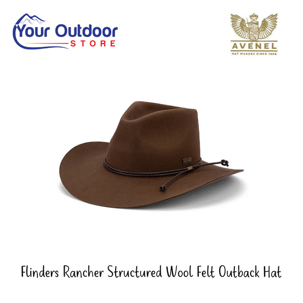 Flinders Rancher Structured Wool Felt Outback Hat | Hero Image Showing All Logos And Titles.
