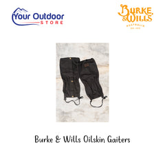 Burke And Wills Oilskin Gaiters. Hero Image with title and logos