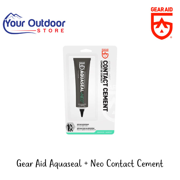 Gear Aid Aquaseal + Neo Contact Cement | Hero Image Showing All Titles And Logos.