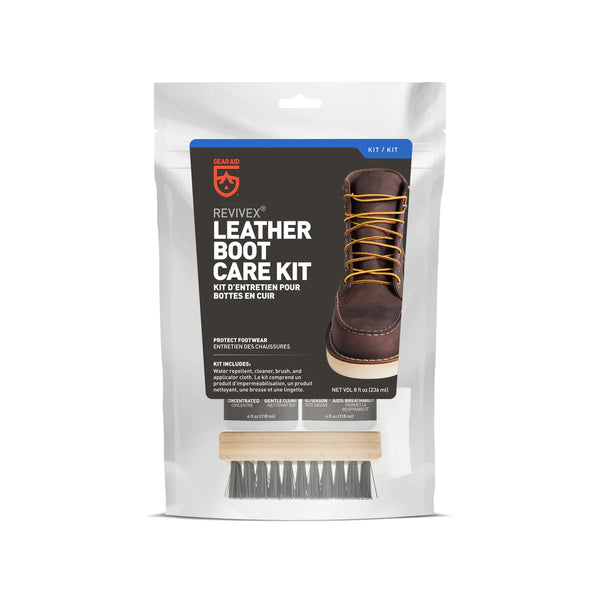 Gear Aid Leather Boot Care Kit | Image Showing Boot Care Kit In Packaging.