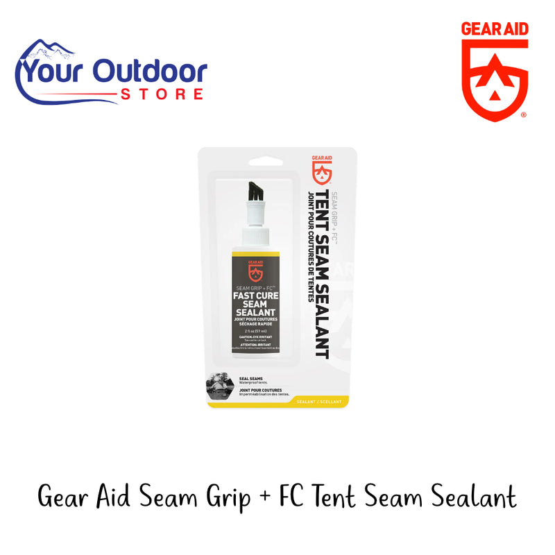 Gear Aid Seam Grip + FC Tent Seam Sealant | Hero Image Showing All Logos And Titles.