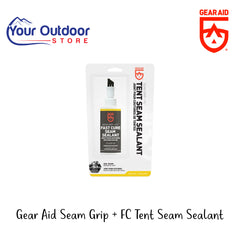 Gear Aid Seam Grip + FC Tent Seam Sealant | Hero Image Showing All Logos And Titles.