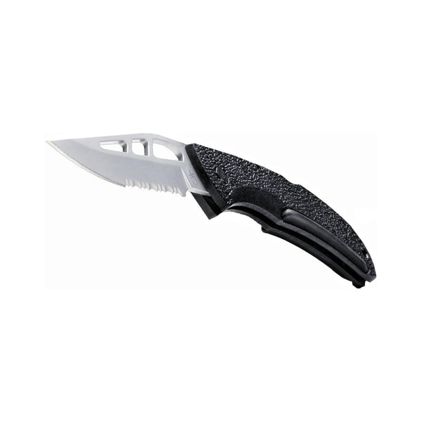 Black | Gerber E-Z Out Skeleton Folding Knife Image Showing Bottom, Angled View Of Blade.