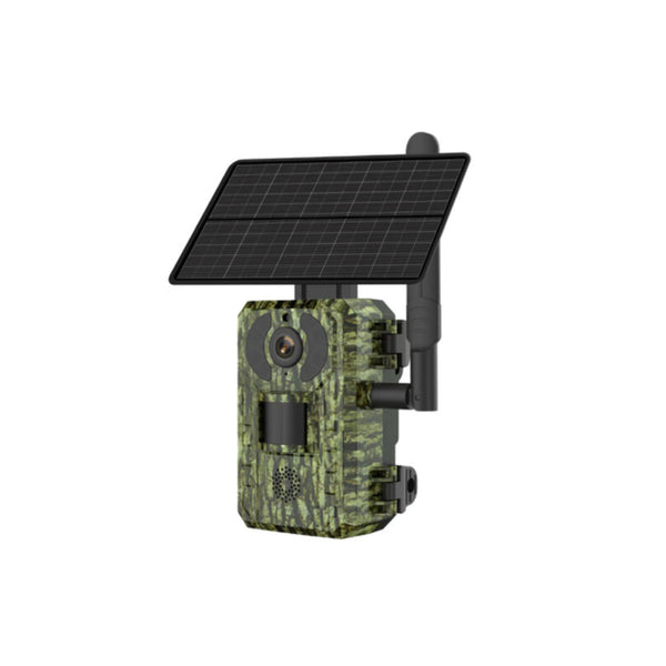 Camo | Gerber 4G App Controlled Trail Camera With Solar Panel And 32GB MicroSD Image Showing No Logos Or Titles.