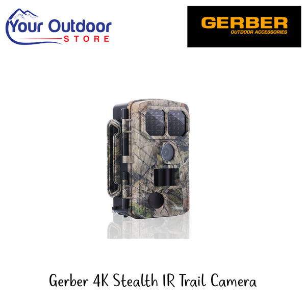 Gerber 4k Stealth IR Trail Cam | Hero Image Showing All Logos And Titles.