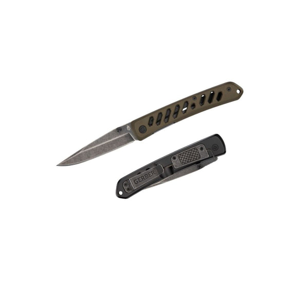 Green/Black | Gerber Affirm Clip Folding Knife Image Showing No Logos Or Titles.