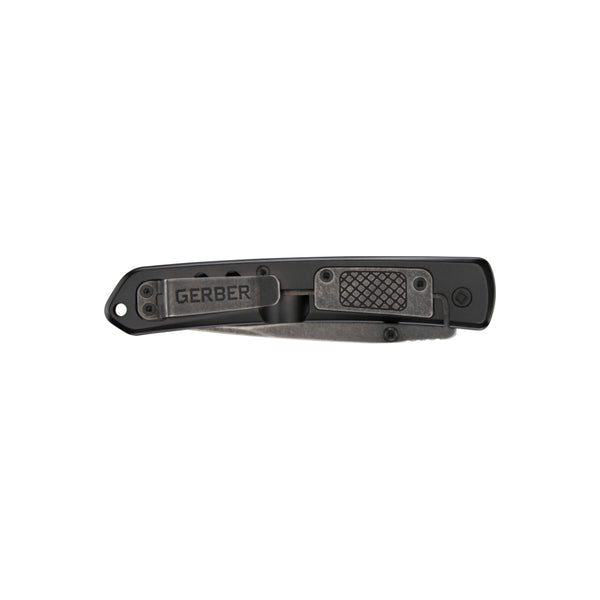 Green/Black | Affrim Clip Folding Knife mage Showing Back View, Blade Closed.