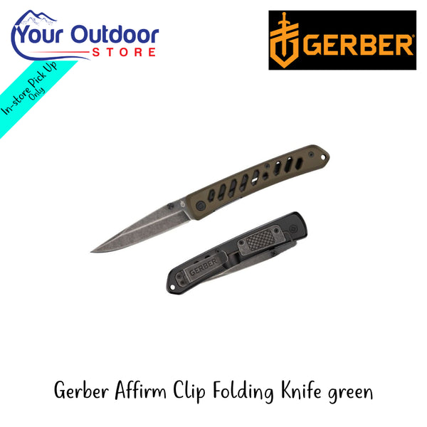 Gerber Affirm Clip Folding Knife | Hero Image Showing All Logos And Titles.