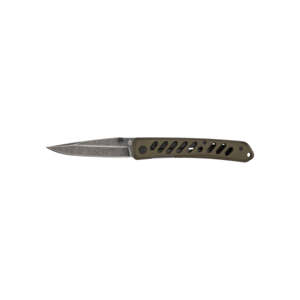 Green/Black | Gerber Affirm Clip Folding Knife Image Showing Front View, Open.