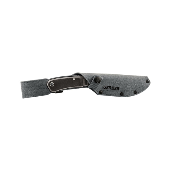 Black | Gerber Downwind Drop Point Fixed Blade, Knife And Sheath Image Showing Knife inside Of The Sheath.