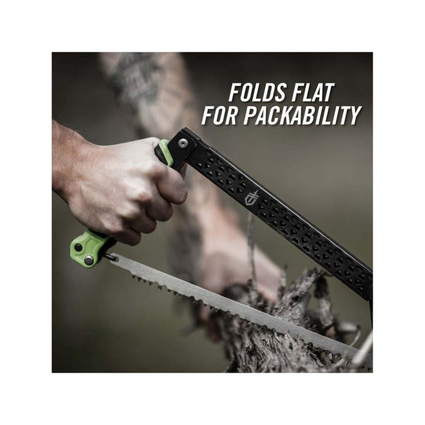 Black / Green | Gerber Freescape Folding Camp Saw. Side View.