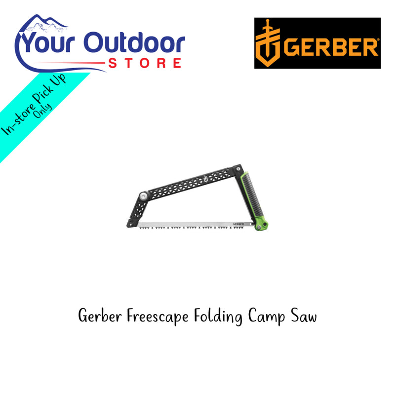 Gerber Freescape Folding Camp Saw | Hero Image Showing All logos And Titles.