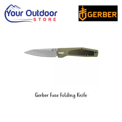 Gerber Fuse Folding Knife. Hero Image Showing Logos and Title. 