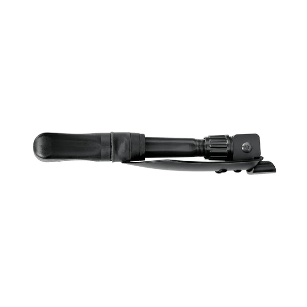 Black | Gerber Gorge Folding Shovel With Nylon Bag Image Showing Shovel Folded Side View.