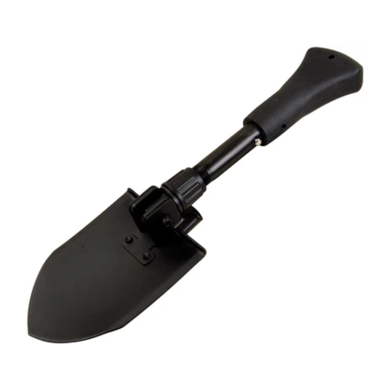 Black | Gerber Gorge Folding Shovel With Nylon Bag Image Showing Angled View Of The Open Shovel.