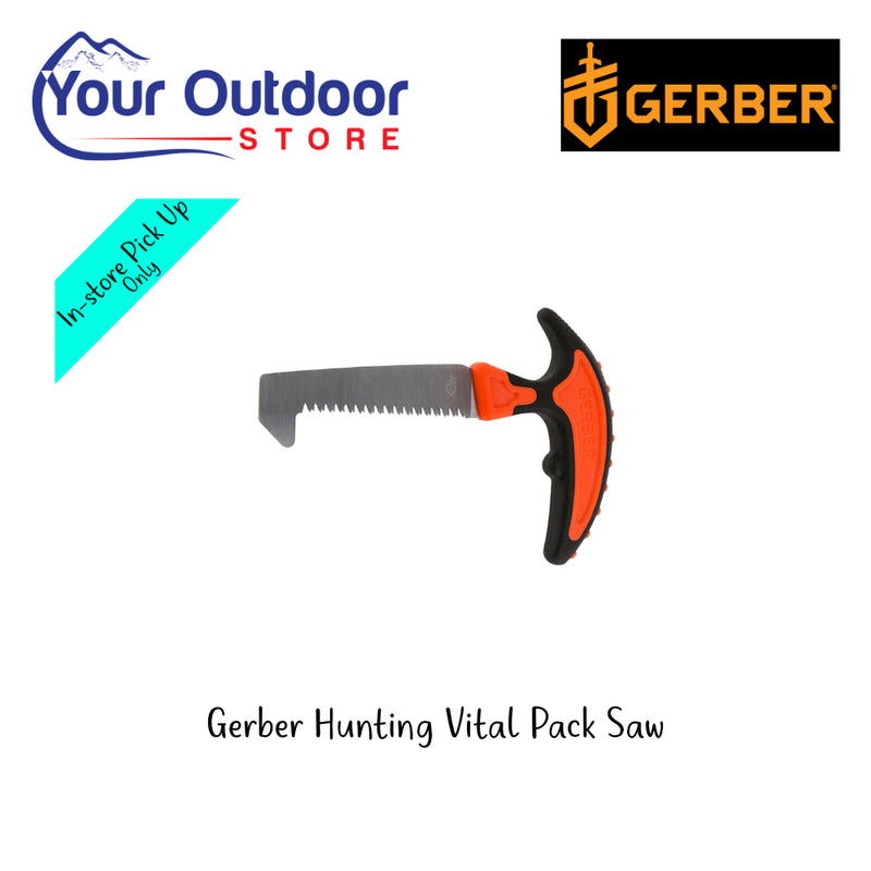 Gerber Hunting Vital Pack Saw. Hero Image Showing Logos and Title. 