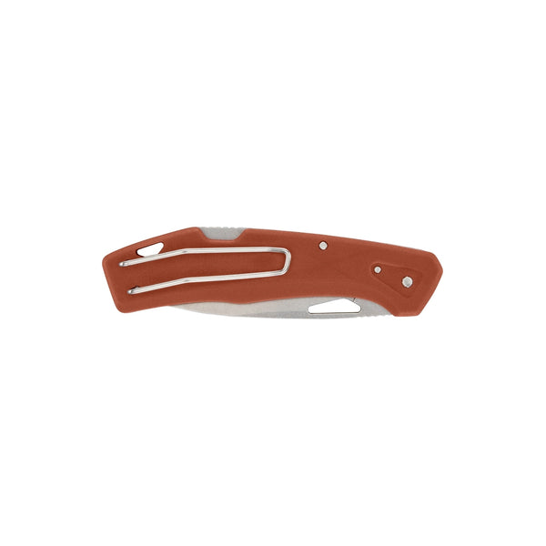 Orange | Gerber LST Clip Folding Knife Image Showing Knife Closed With Clip In View.